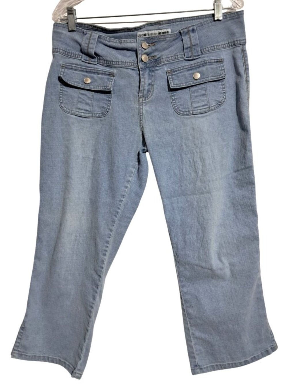 Younique Jeans Capri Cropped Denim Pants Womens Size 13‎ Light Blue Cotton Blend